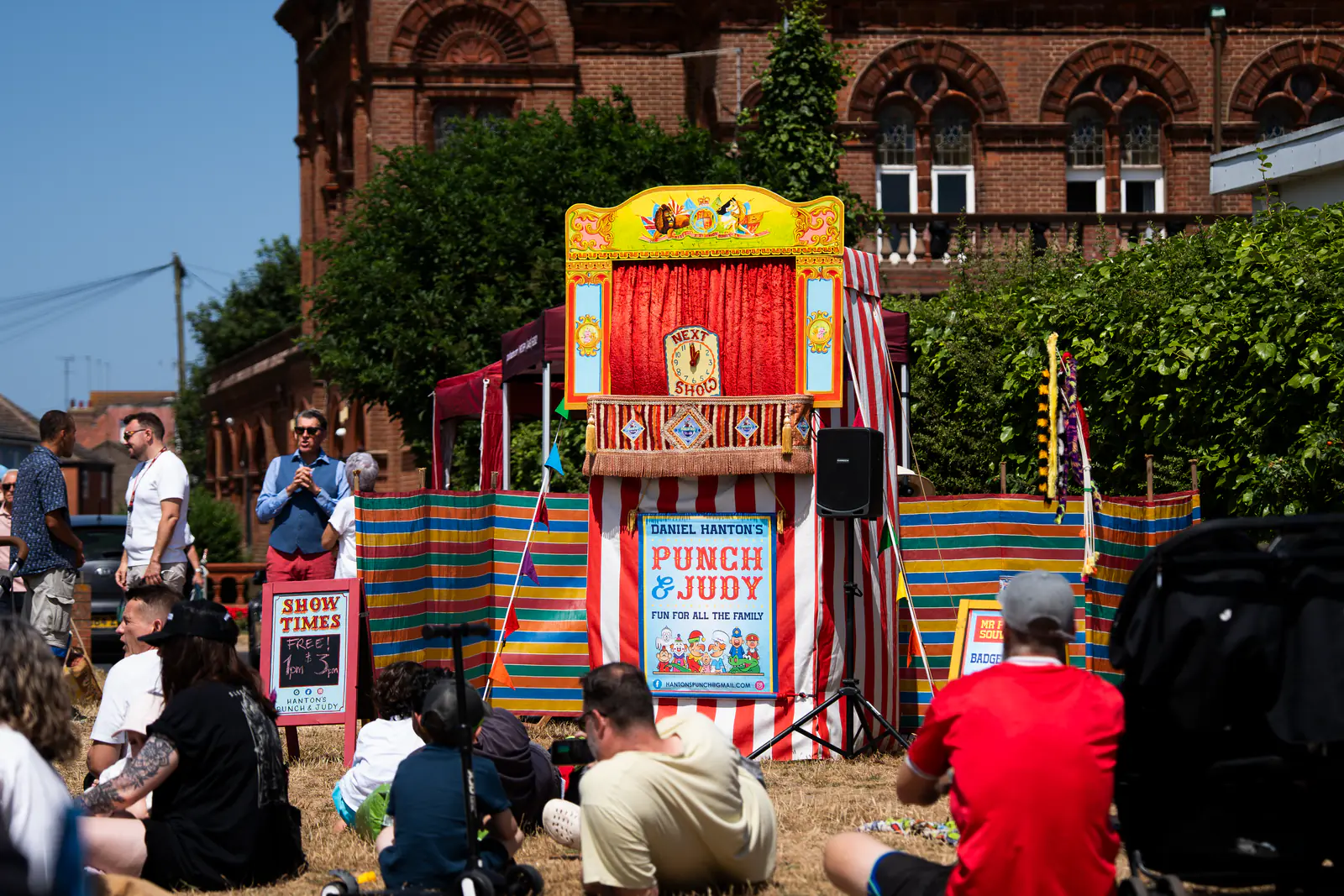 The colourful Punch and Judy theatre at the Pavilion’s birthday celebration