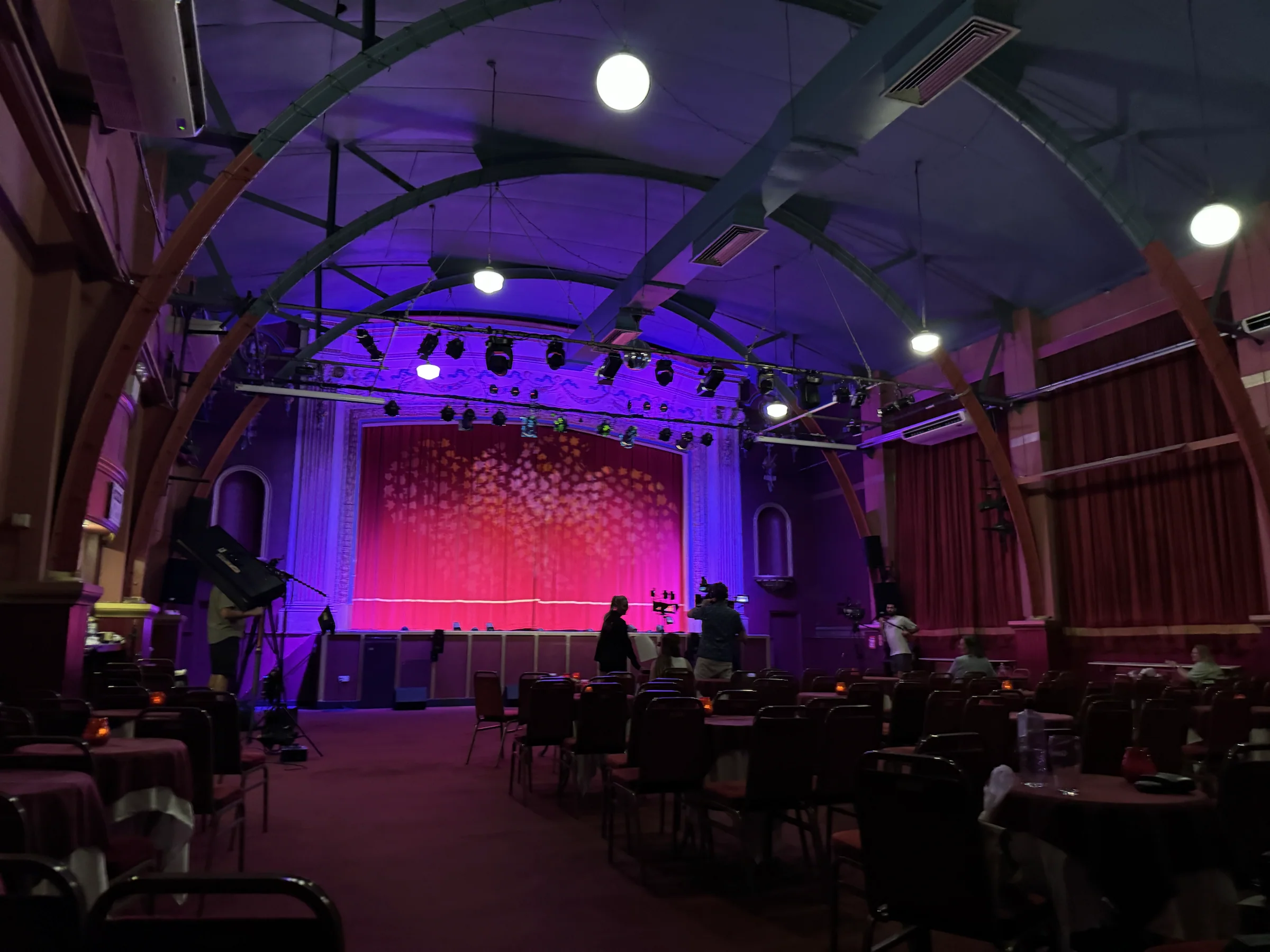 The Pavilion auditorium and red stage curtain after filming