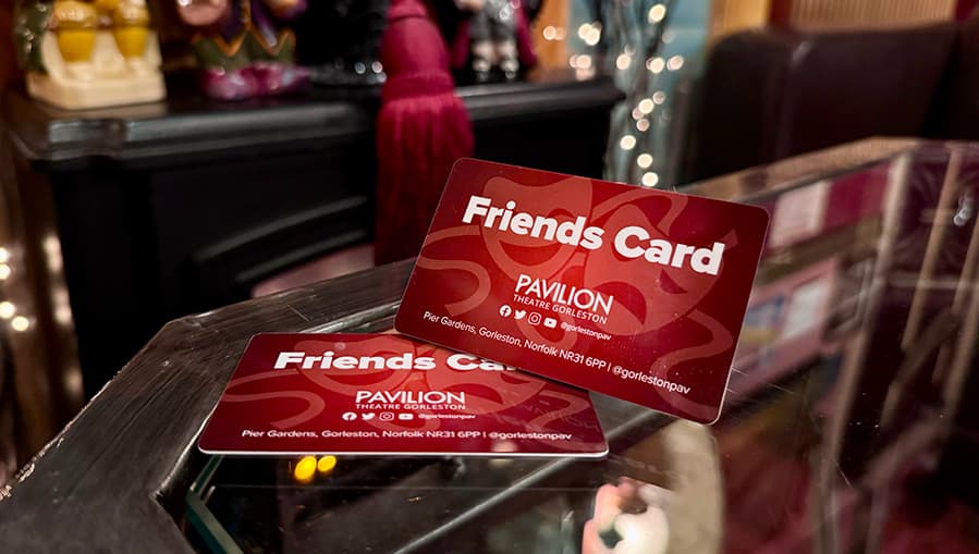 Friends of the Pavilion membership cards at the theatre bar