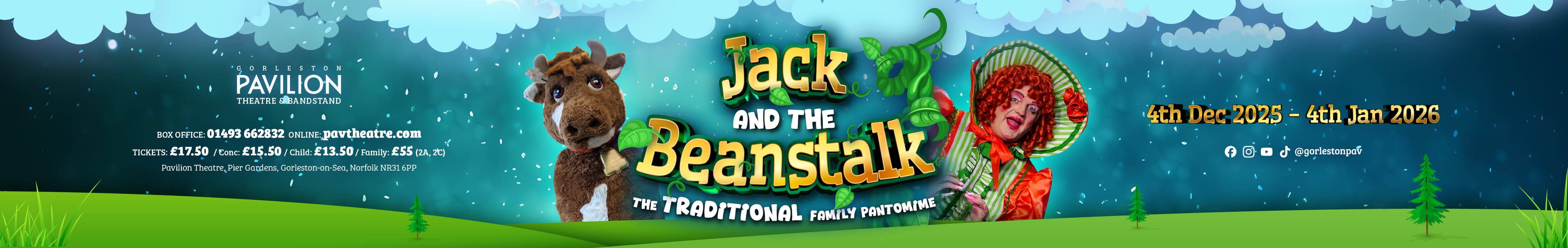 Banner advert promoting Jack and the Beanstalk - The Traditional Family Pantomime 2025