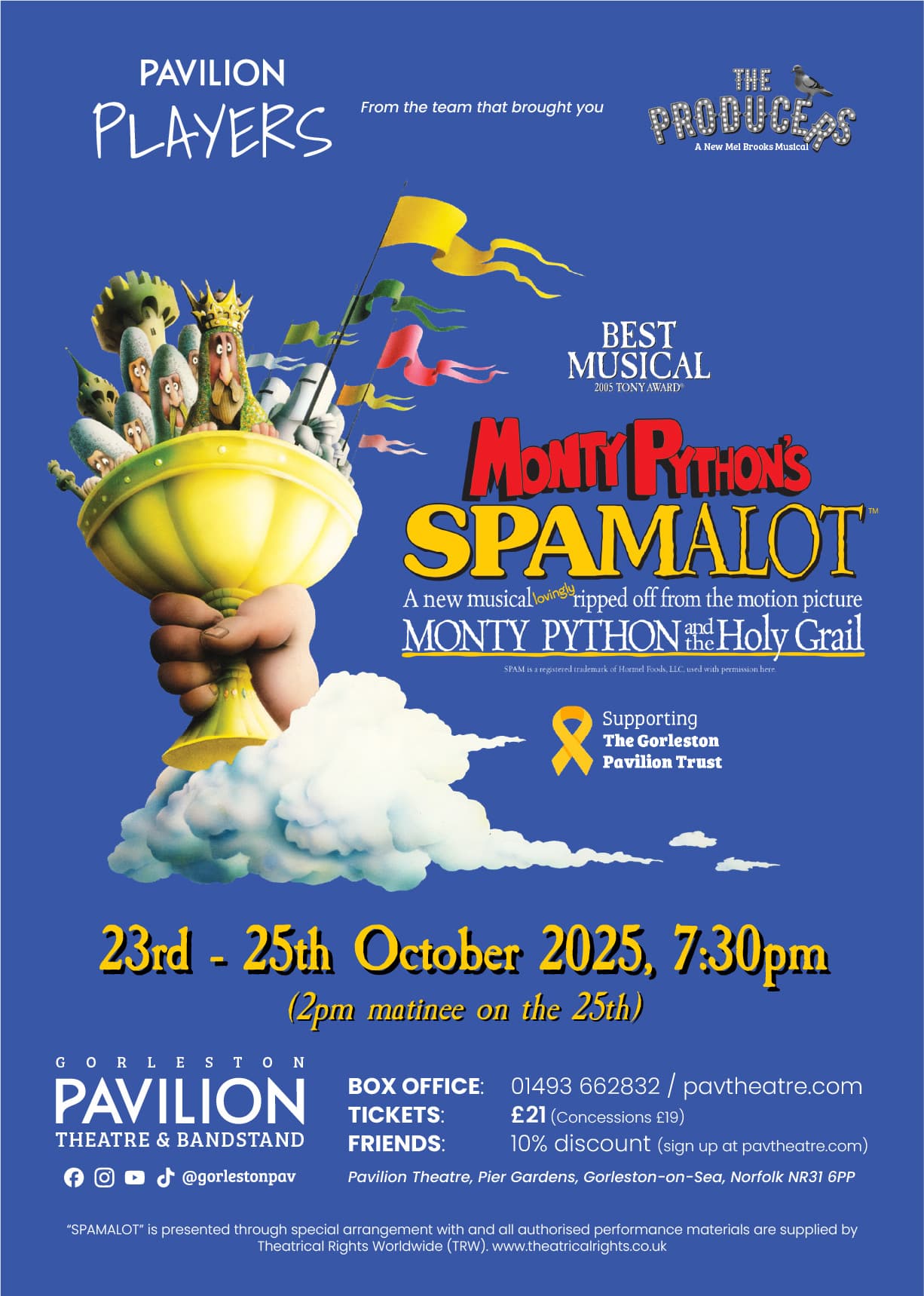 Poster for the Pavilion Players production of Spamalot