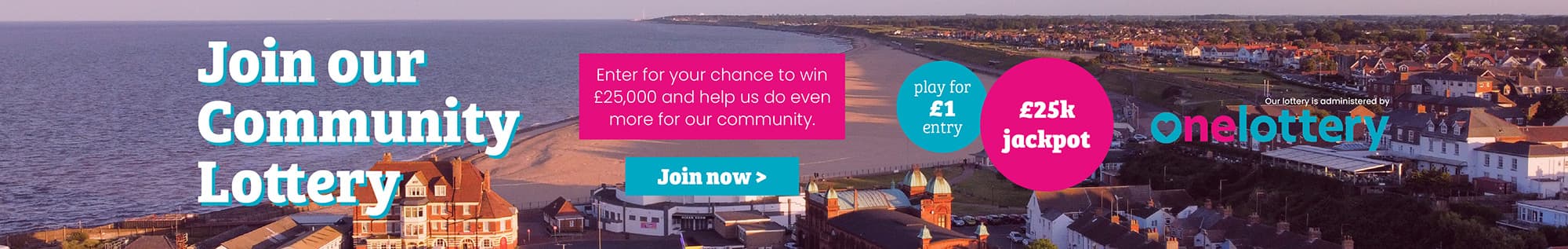 Banner advert promoting the Gorleston Pavilion Trust Lottery