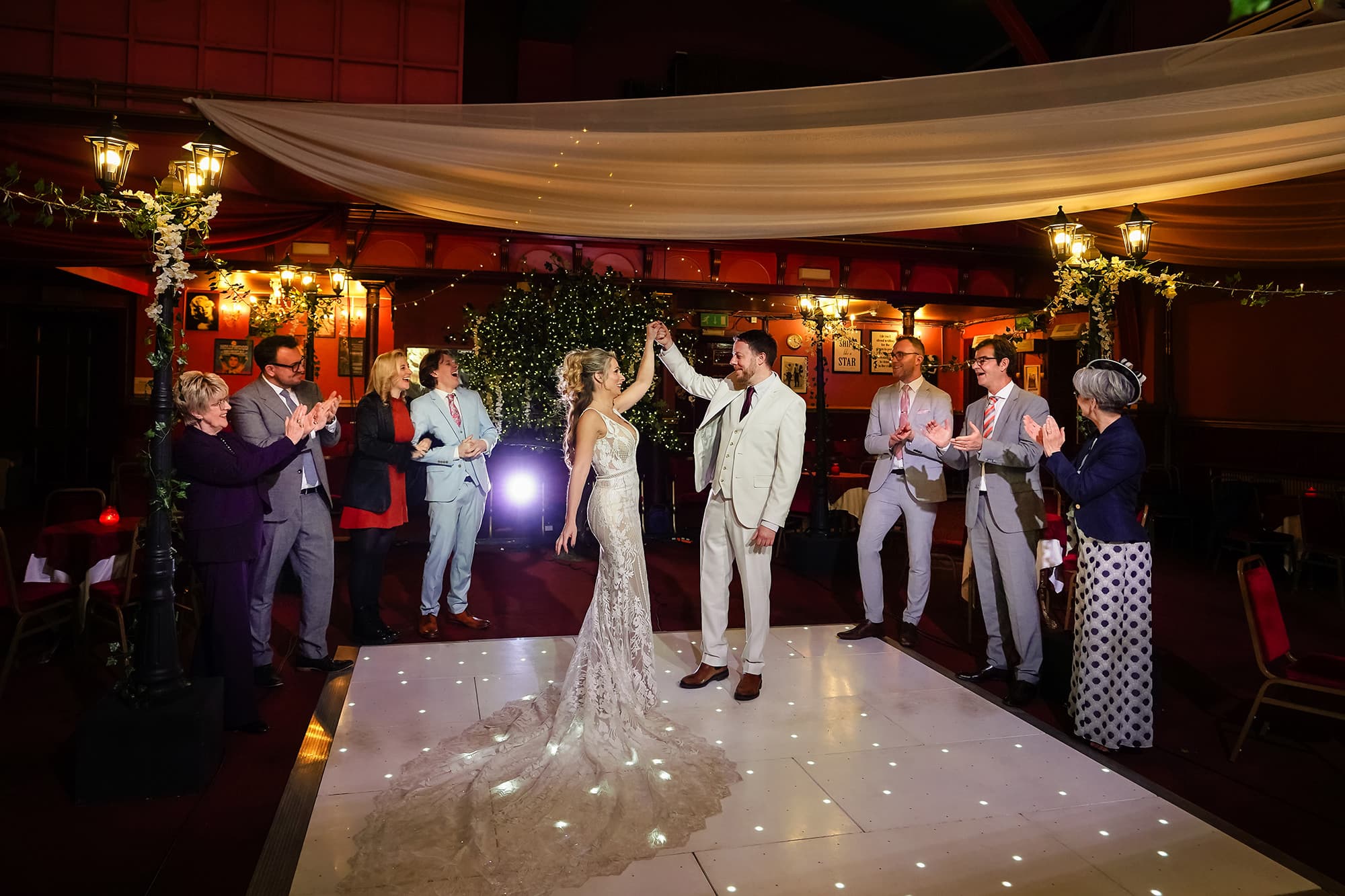 A newly married couple on the Pavilion dance floor