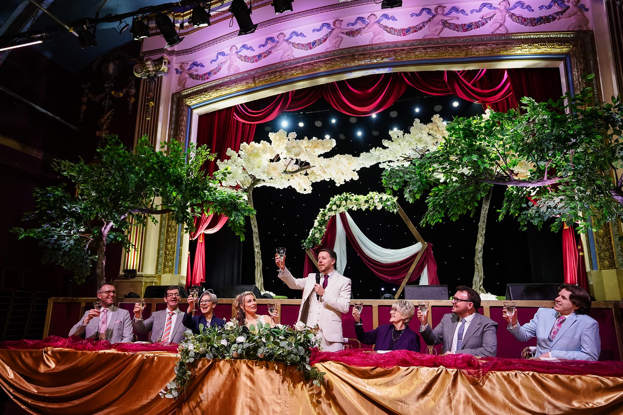 The wedding top table on the Pavilion stage