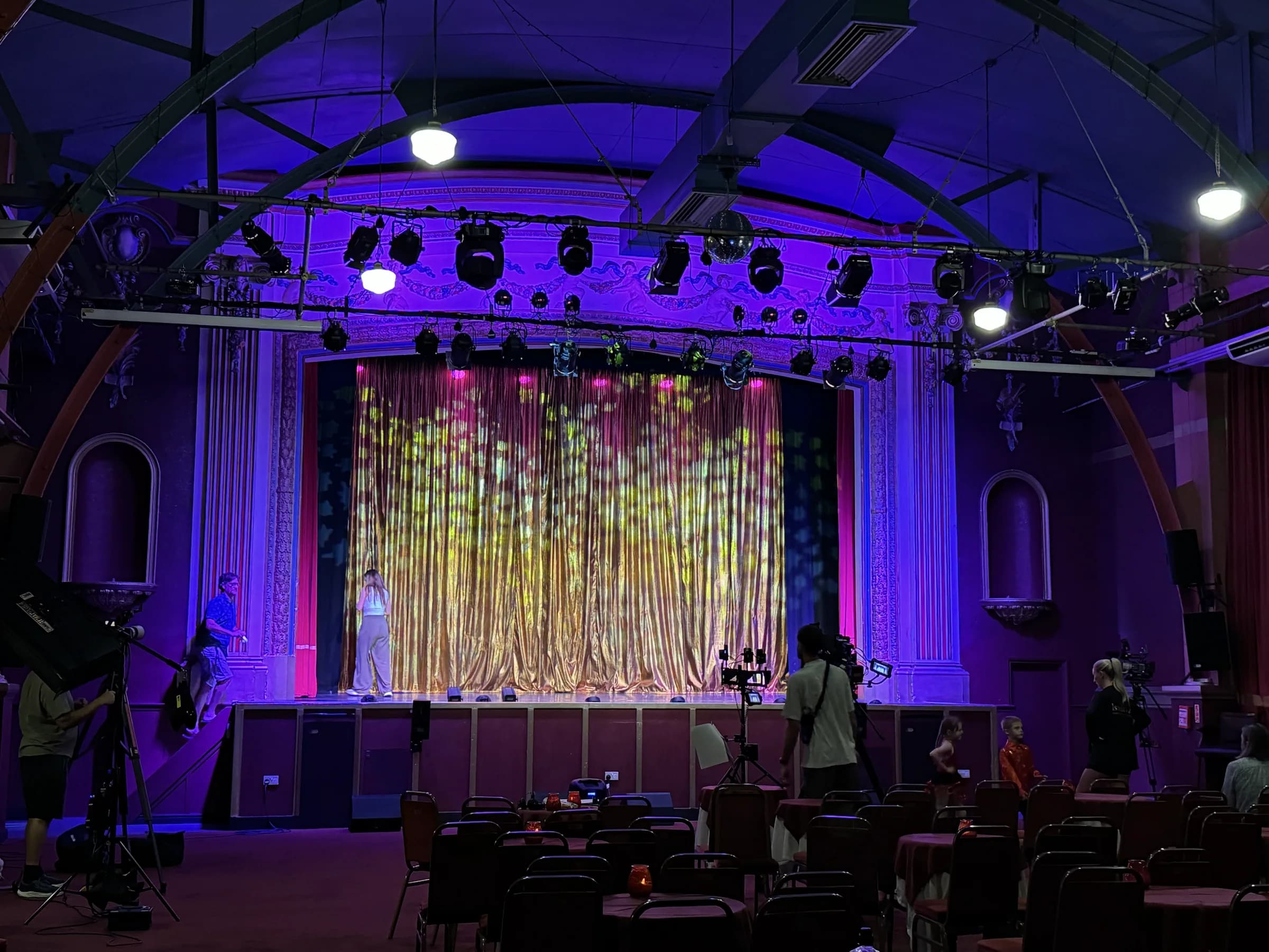 A wide view of the Pavilion auditorium during the television shoot