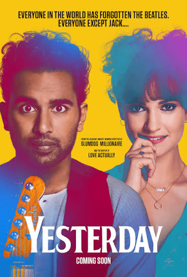 Yesterday film poster featuring Jack Malik and Ellie Appleton