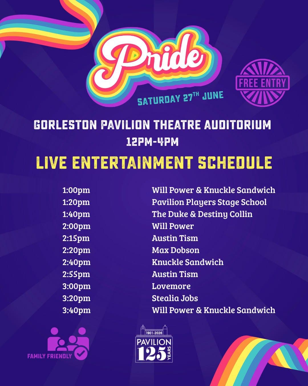 Image of the Pavilion Theatre line up