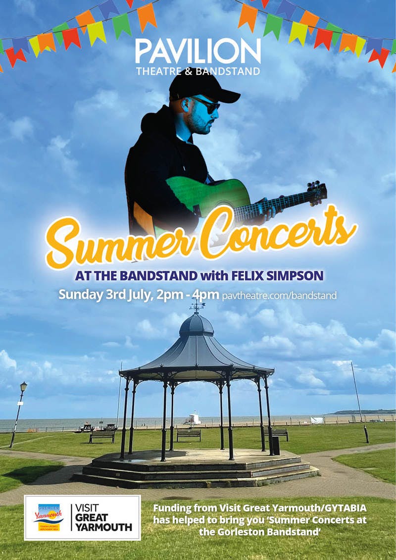 Poster for the Felix Simpson: Summer Bandstand Concerts performance at the Gorleston Pavilion Theatre