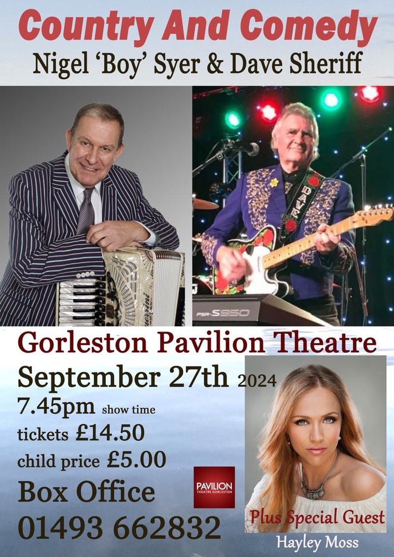 Poster for the Country & Comedy performance at the Gorleston Pavilion Theatre