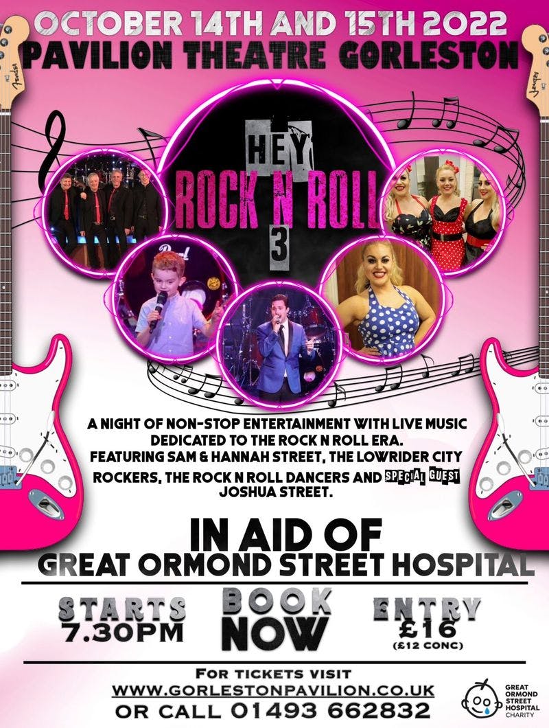 Poster for the Hey Rock N Roll 3  performance at the Gorleston Pavilion Theatre