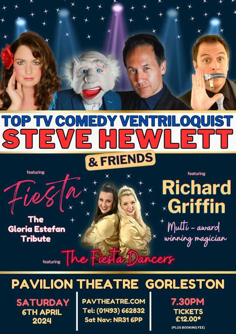 Poster for the Steve Hewlett & Friends performance at the Gorleston Pavilion Theatre