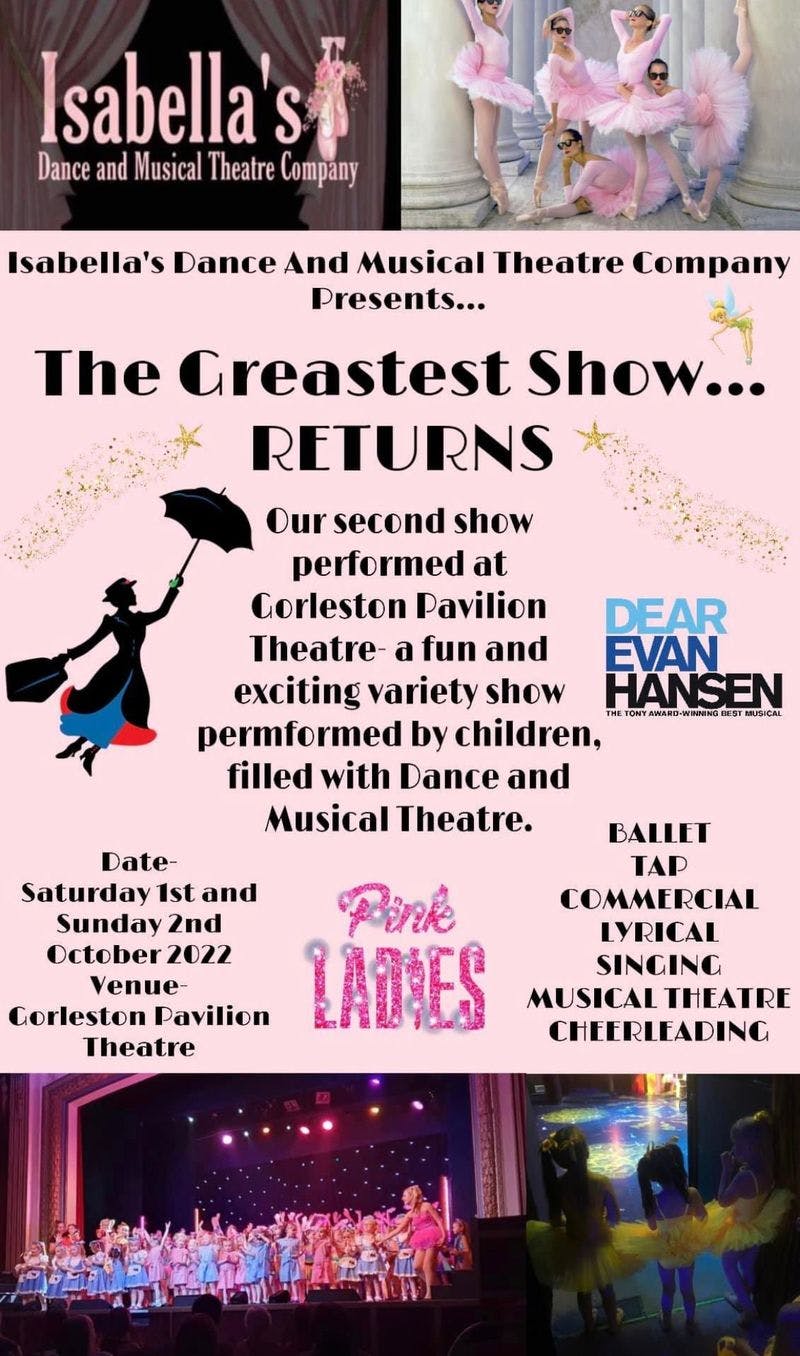 Poster for the The Greatest Show....Returns!  performance at the Gorleston Pavilion Theatre