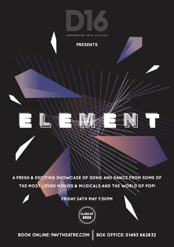 Poster for the Element performance at the Gorleston Pavilion Theatre