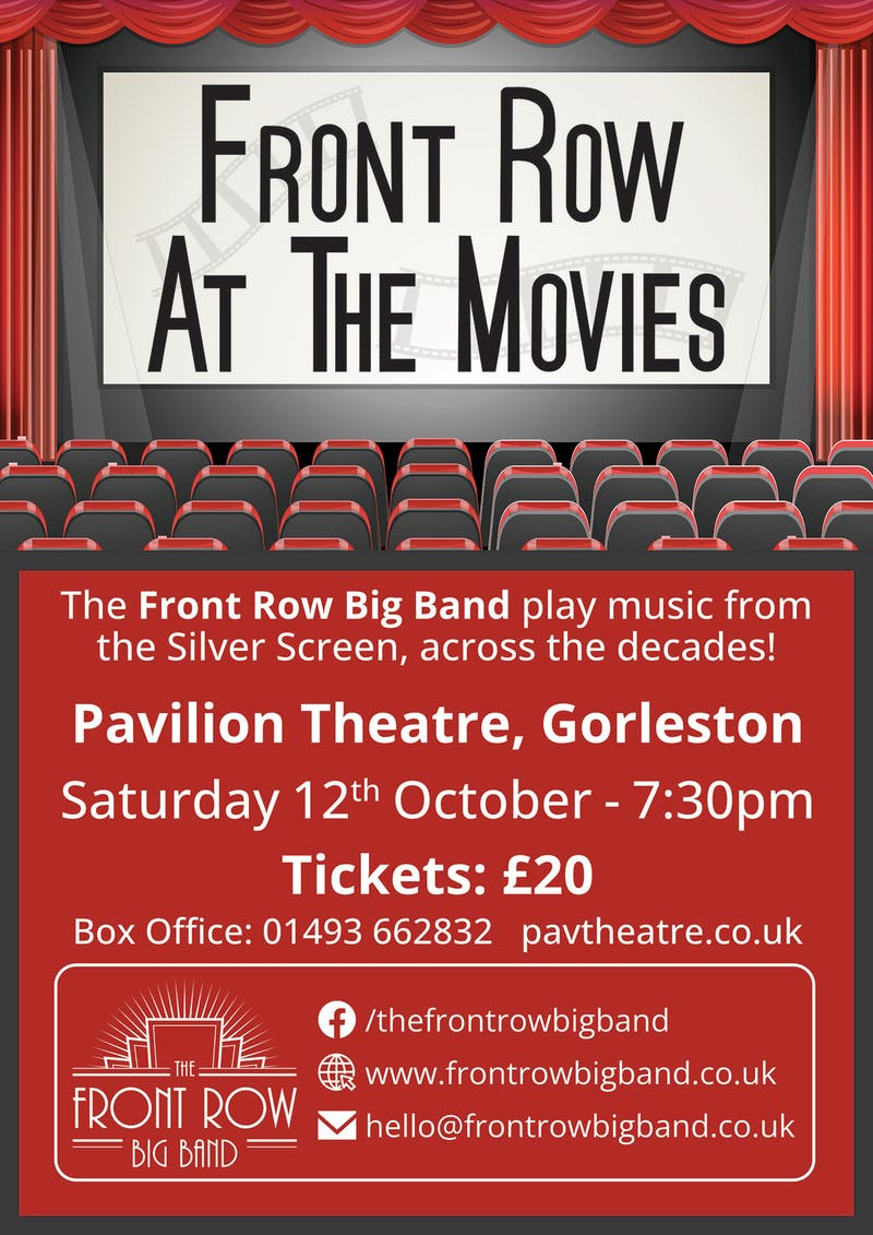 Poster for the Front Row at the Movies performance at the Gorleston Pavilion Theatre
