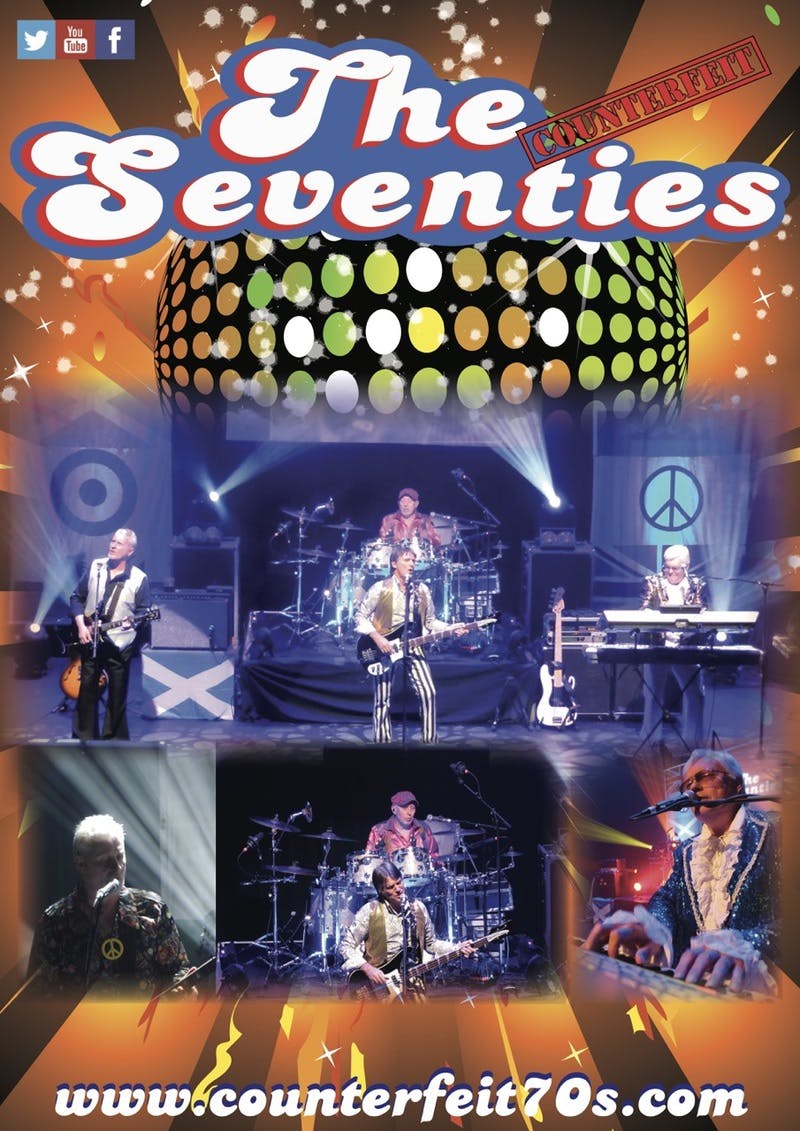 Poster for the The Counterfeit Seventies performance at the Gorleston Pavilion Theatre
